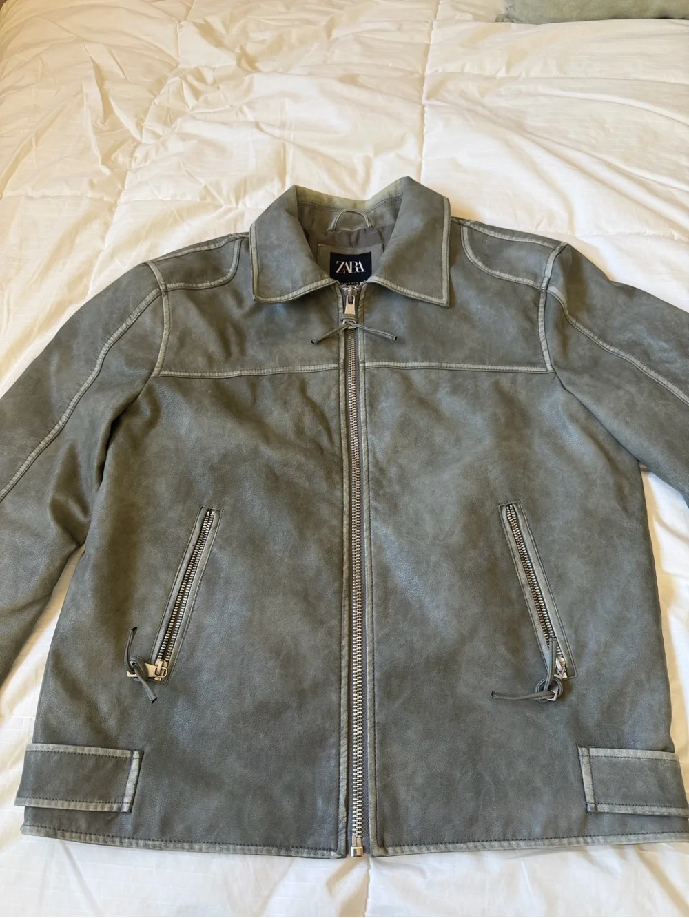 Zara Olive-Gray  Moto Jacket